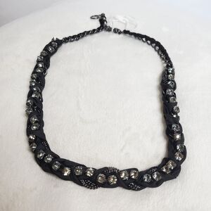 J Crew Gem Chain Braided Ribbon Necklace